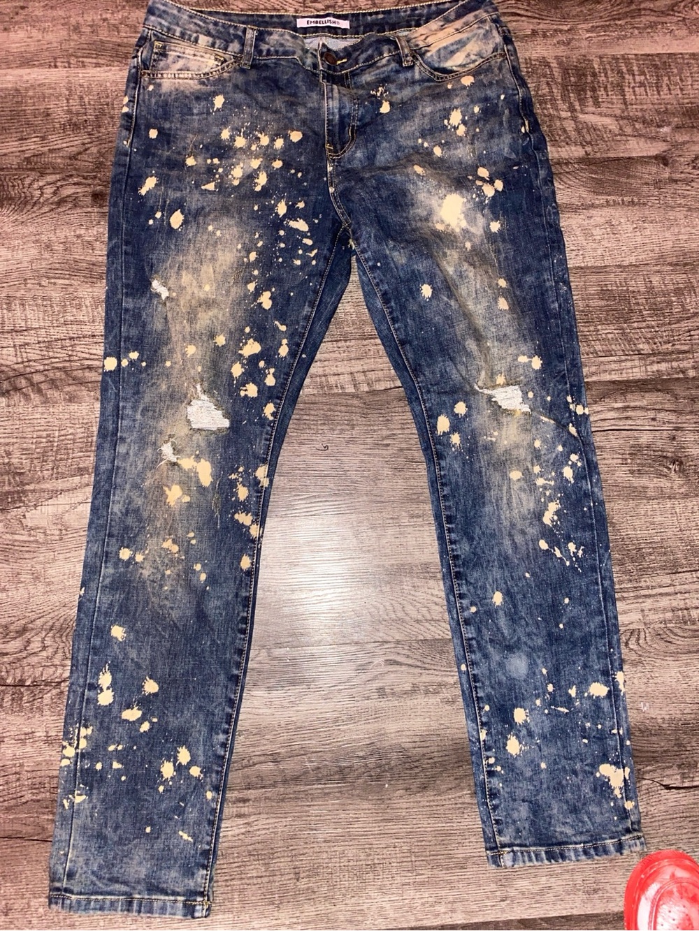 Paint-Splatter Dark Blue mems Jeans
